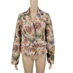 Liz Claiborne Crazy Horse Y2K Floral Tapestry Blazer Jacket